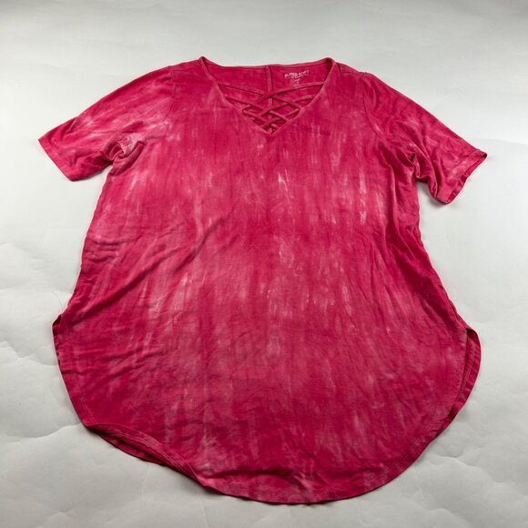 Torrid Hot Pink Tie Dye Super Soft Cage V-Neck Tunic Tee 2X - Picture 1 of 4